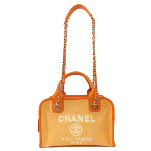 Chanel Sac Deauville en toile orange