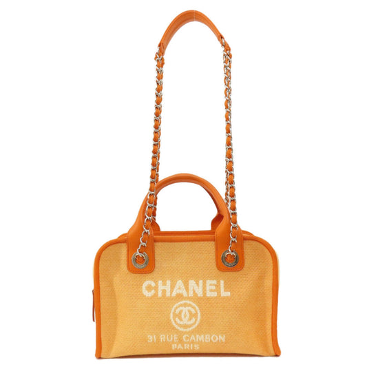 Chanel Sac Deauville en toile orange