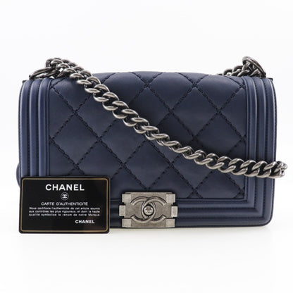 Chanel Sac Boy en cuir bleu
