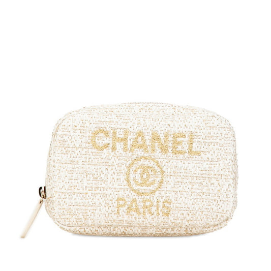 Chanel Sac Deauville en tweed blanc