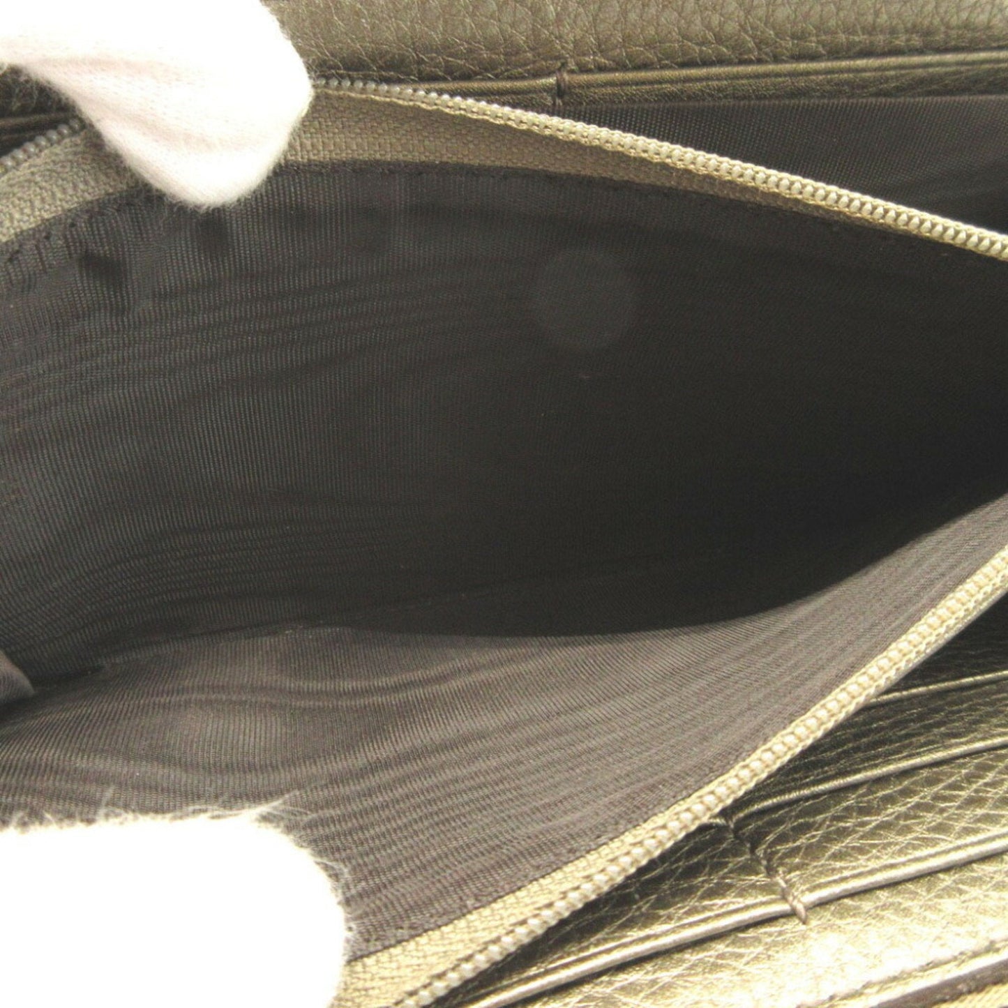 GUCCI 308004 Soho Interlocking G Leather Gunmetal Round Long Wallet