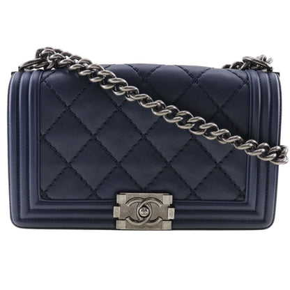 Chanel Sac Boy en cuir bleu