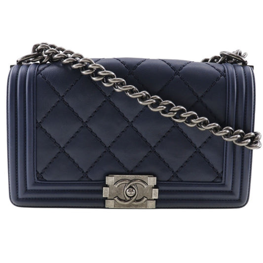 Chanel Sac Boy en cuir bleu