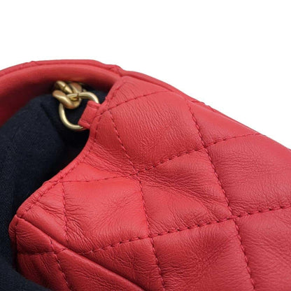 Chanel Sac Single Flap en cuir rouge