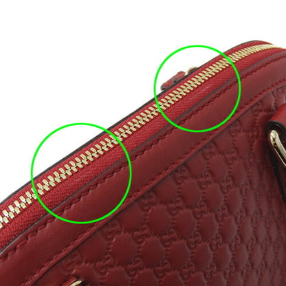 GUCCI Bag Women's Handbag Shoulder 2way Micro GG Shima Leather Red Crossbody