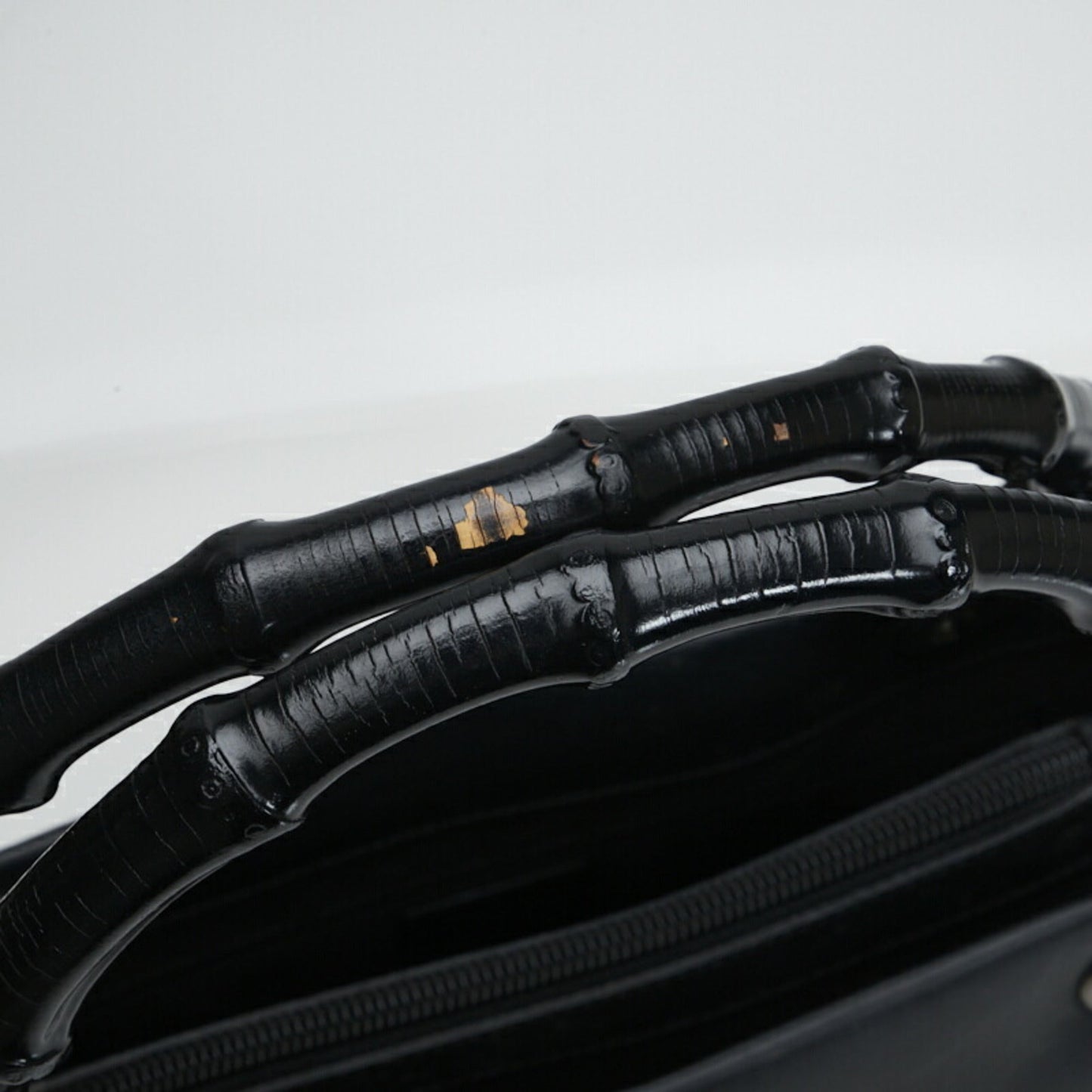 GUCCI Bamboo Handbag Tote Bag 0021016 Black Leather Ladies