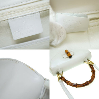 GUCCI bamboo shoulder handbag leather white  strap