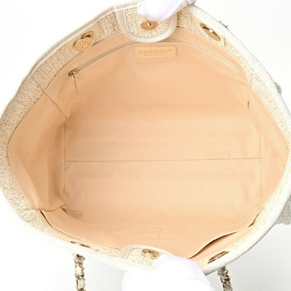 Chanel Sac Deauville en paille blanc