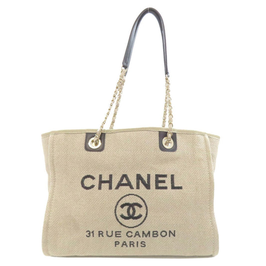 Chanel Sac Deauville en toile beige