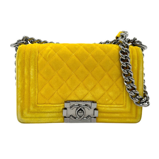 Chanel Sac Boy en velours jaune