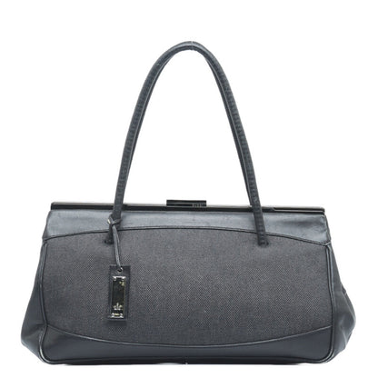 GUCCI Charm Handbag 92726 Black Canvas Leather Women's