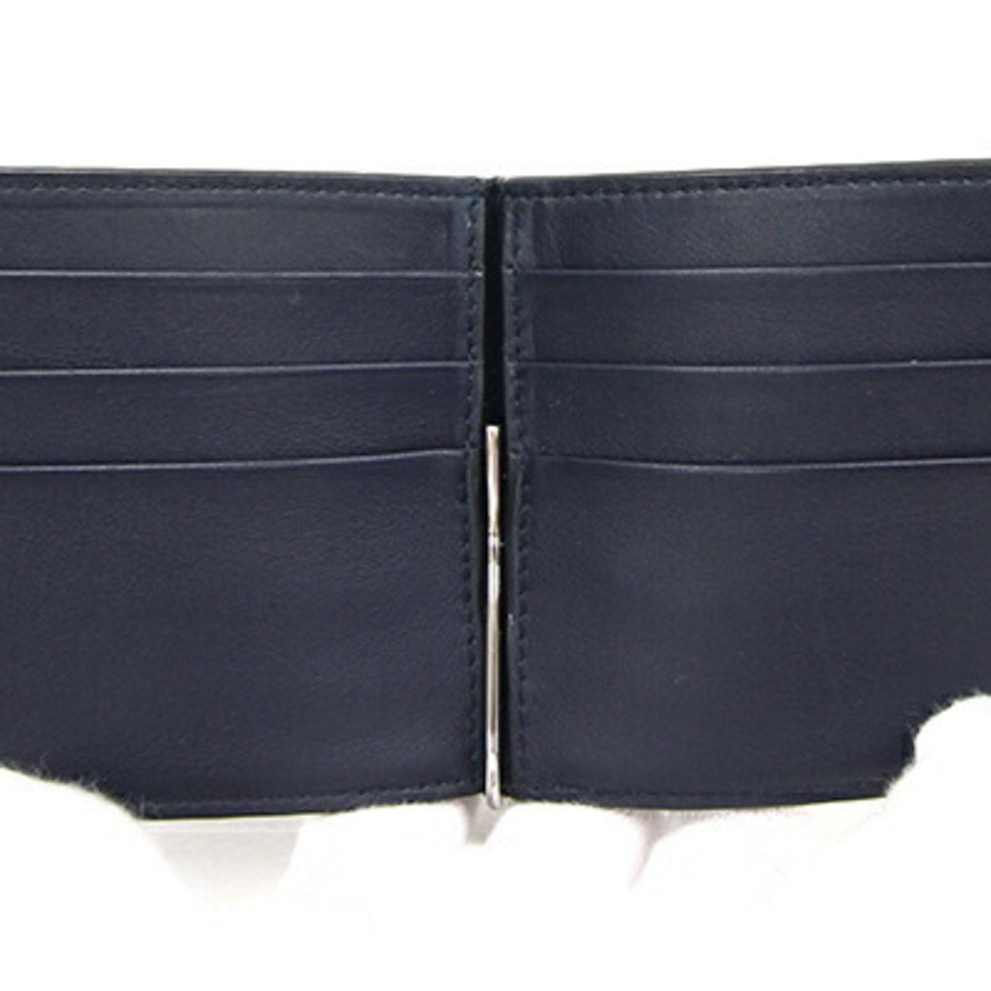 GUCCI Bifold Money Clip Micro sima 544478 Navy Leather Billfold Men's