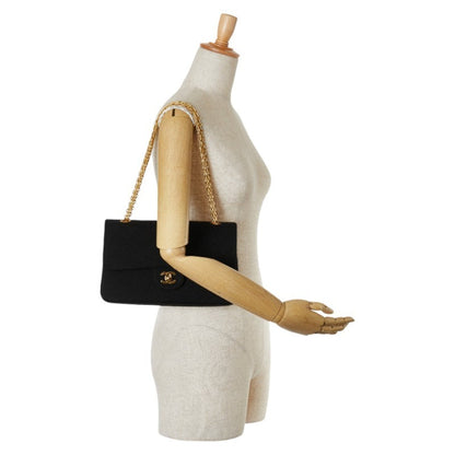Chanel Sac Double Flap en coton noir