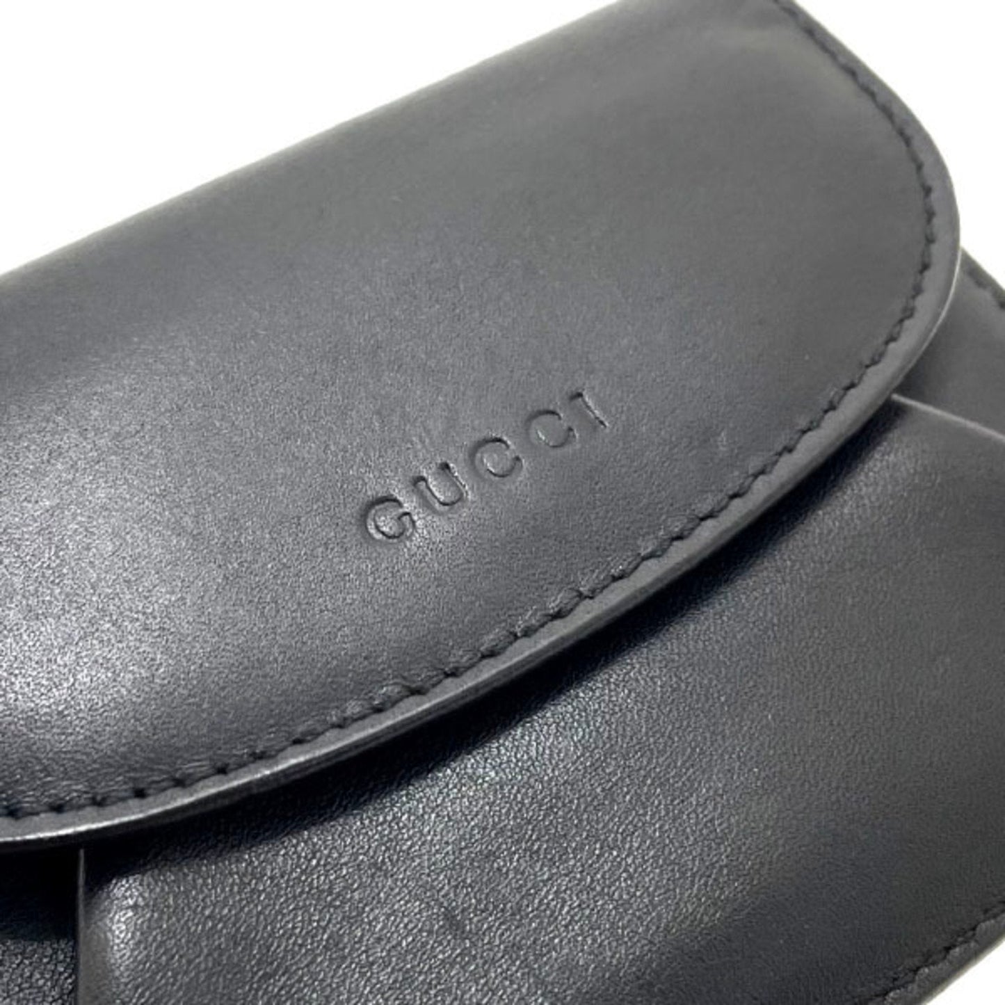 GUCCI 95971 1502 Women's Leather Coin Purse/coin Case Black