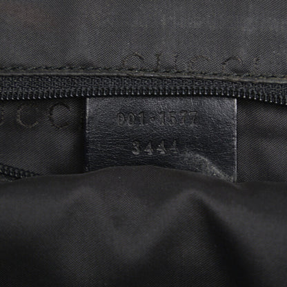 GUCCI Bamboo Handbag One Shoulder Bag 001 1577 Black Canvas Leather Women's