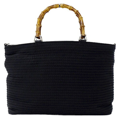 GUCCI Bag Women's Tote Handbag Bamboo Canvas Black 0021364