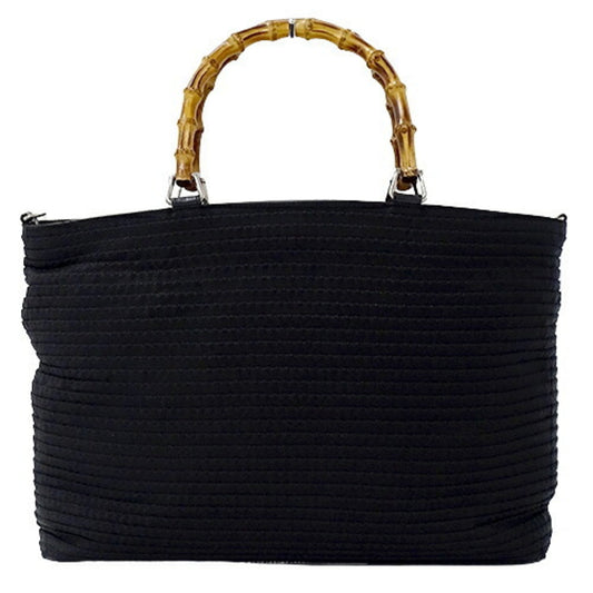 GUCCI Bag Women's Tote Handbag Bamboo Canvas Black 0021364