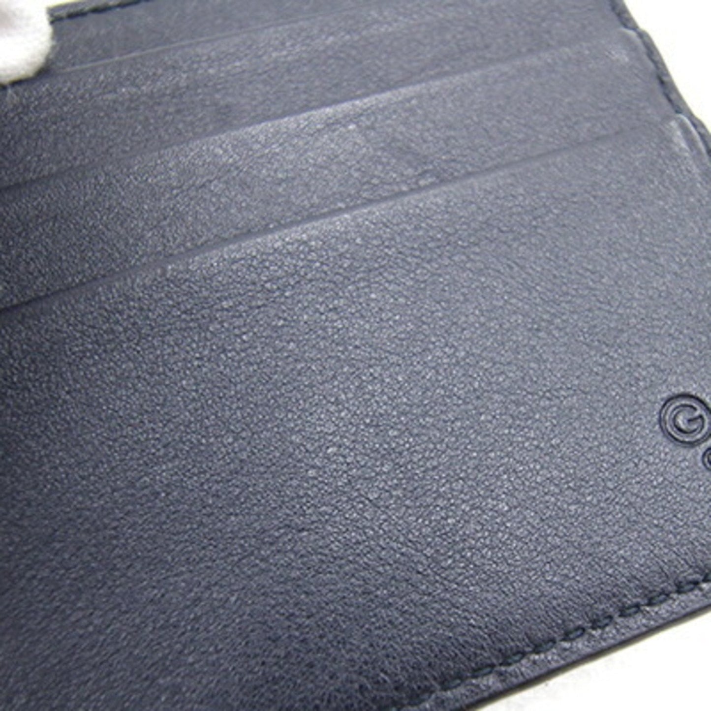 GUCCI Bifold Money Clip Micro sima 544478 Navy Leather Billfold Men's