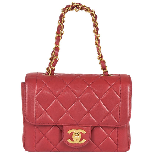 Chanel Sac Single Flap en cuir rouge