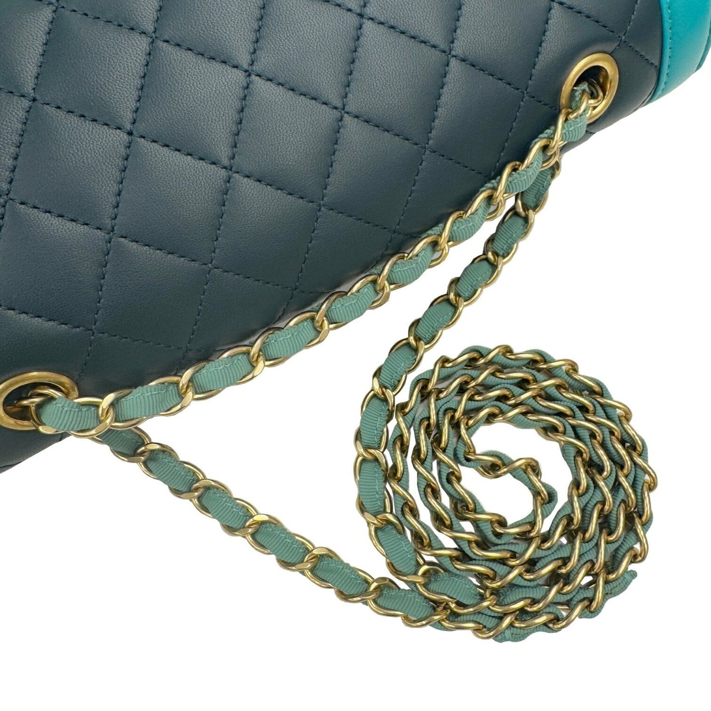 Chanel Sac Single Flap en cuir bleu