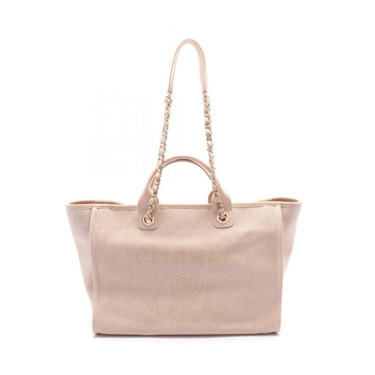 Chanel Sac Deauville en toile rose