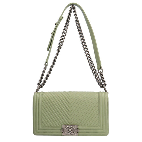 Chanel Sac Boy en cuir vert