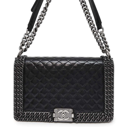 Chanel Sac Boy en cuir noir
