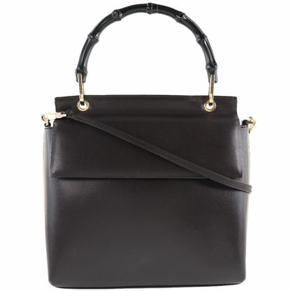 Gucci Bamboo 2WAY Shoulder 001 1887 Calf Brown Ladies Handbag