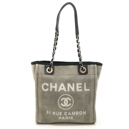 Chanel Sac Deauville en toile noir