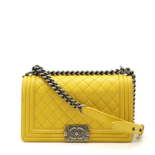 Chanel Sac Boy en cuir jaune