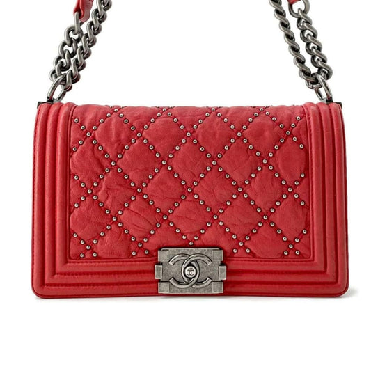 Chanel Sac Boy en cuir rouge