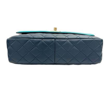 Chanel Sac Single Flap en cuir bleu