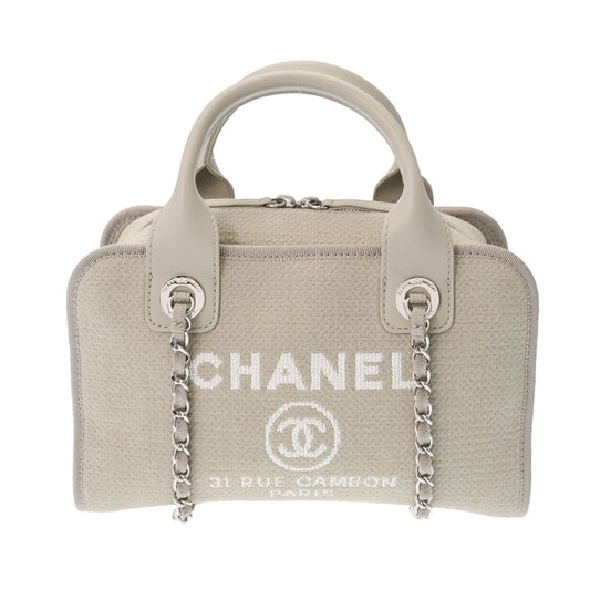 Chanel Sac Deauville en toile gris