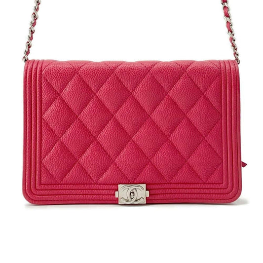 Chanel Sac Boy en cuir caviar rouge