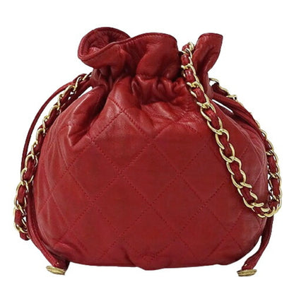 Chanel Sac Bucket en cuir rouge