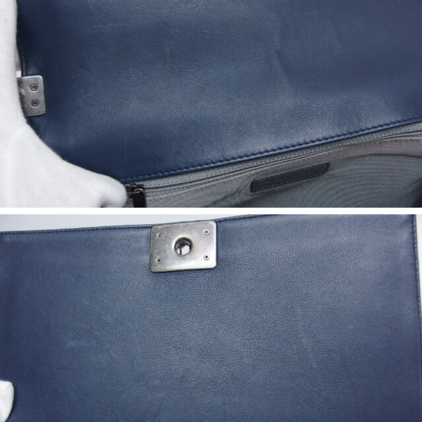 Chanel Sac Boy en cuir bleu