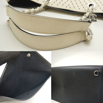 Chanel Sac Chain Tote en cuir caviar gris