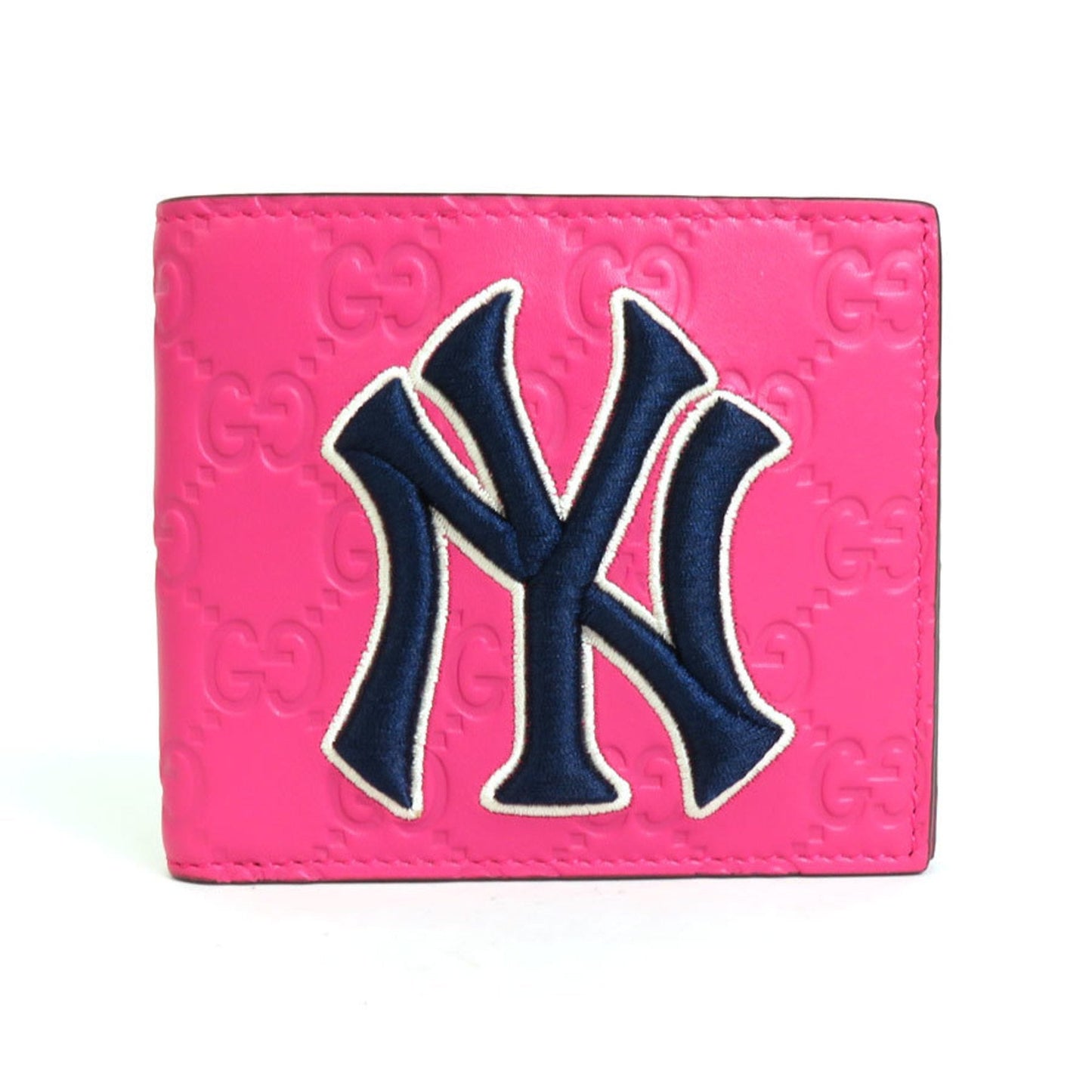GUCCI Bill Purse NY Yankees Collaboration Leather Pink x Navy Men's 547787