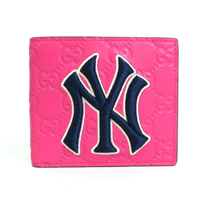 GUCCI Bill Purse NY Yankees Collaboration Leather Pink x Navy Men's 547787