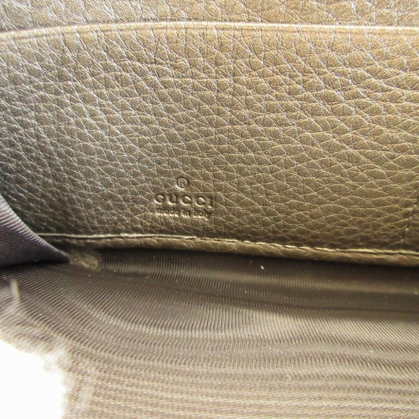 GUCCI 308004 Soho Interlocking G Leather Gunmetal Round Long Wallet