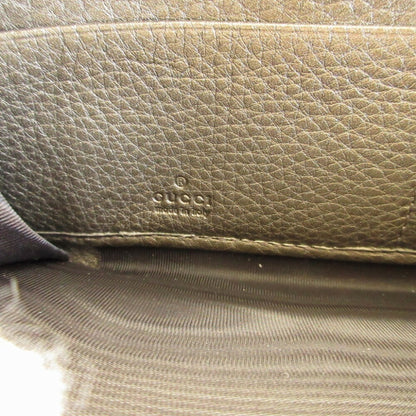 GUCCI 308004 Soho Interlocking G Leather Gunmetal Round Long Wallet
