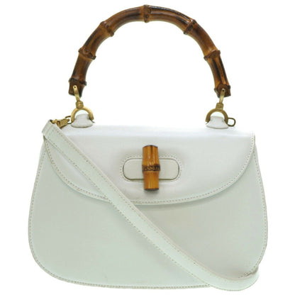 GUCCI bamboo shoulder handbag leather white  strap