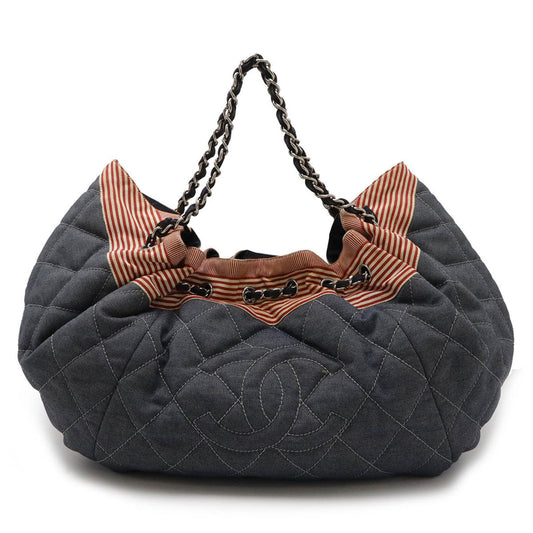 Chanel Sac Cabas en denim bleu