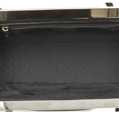 GUCCI Charm Handbag 92726 Black Canvas Leather Women's