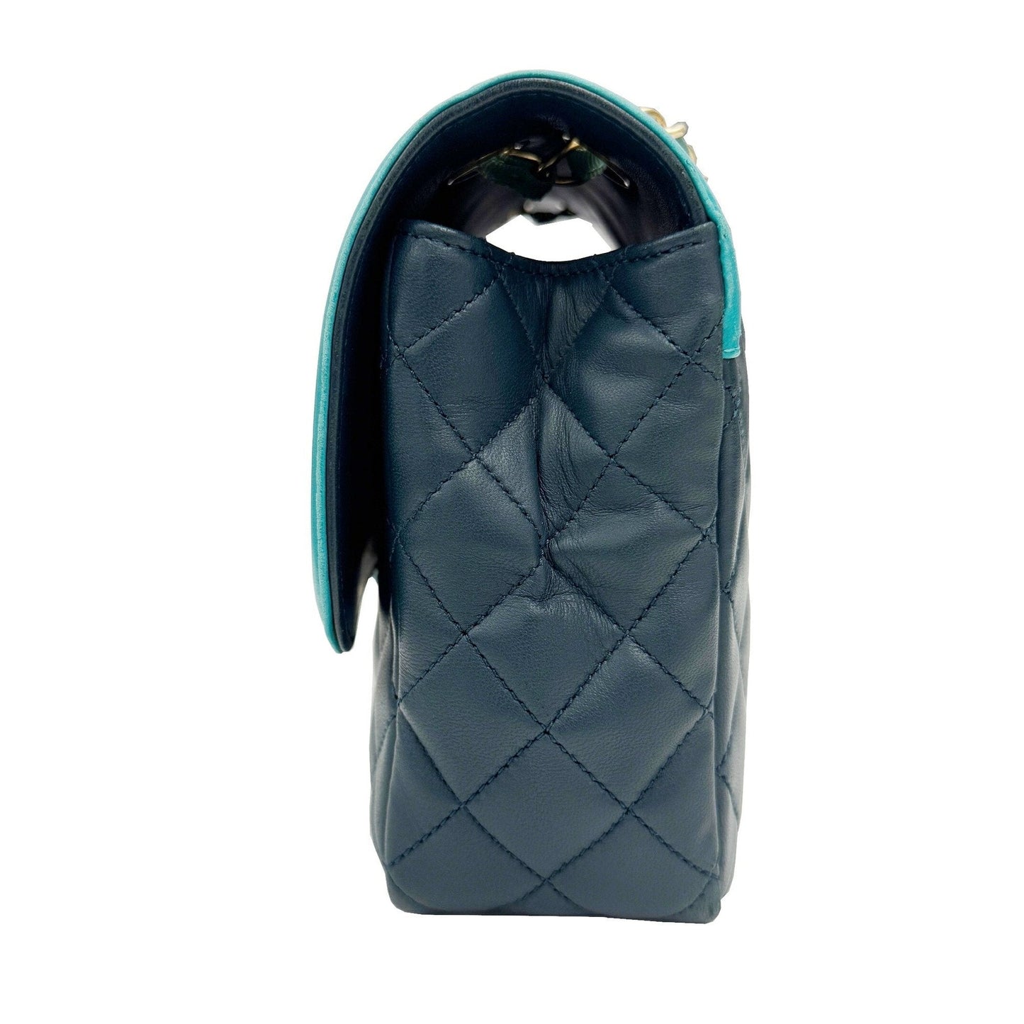Chanel Sac Single Flap en cuir bleu