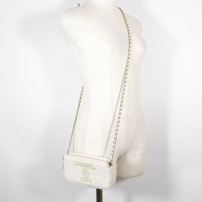 Chanel Sac Deauville en tweed blanc