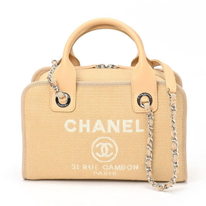 Chanel Sac Deauville en toile beige
