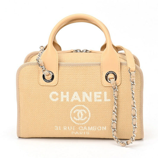 Chanel Sac Deauville en toile beige