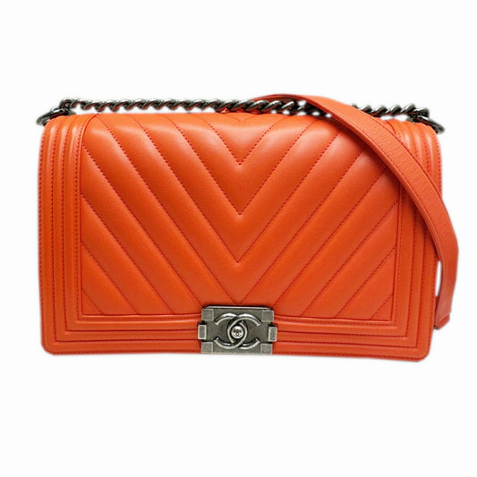 Chanel Sac Boy en cuir orange