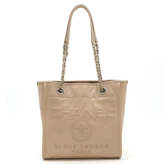 Chanel Sac Deauville en cuir beige